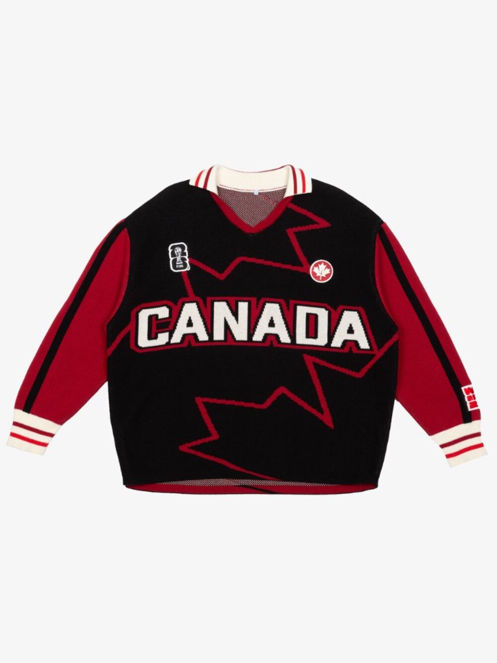 FIFA WC 2026 Peace Collective - Canada Knit Long Sleeve Jersey, Black, M